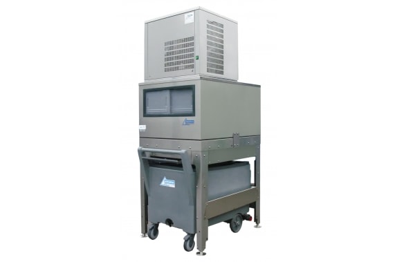 250 kg flake ice machine with 150kg elevated bin and cart system Ziegra