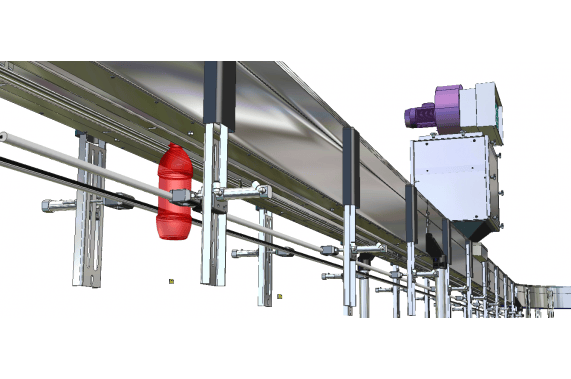 Air conveyors system for PET empty bottles