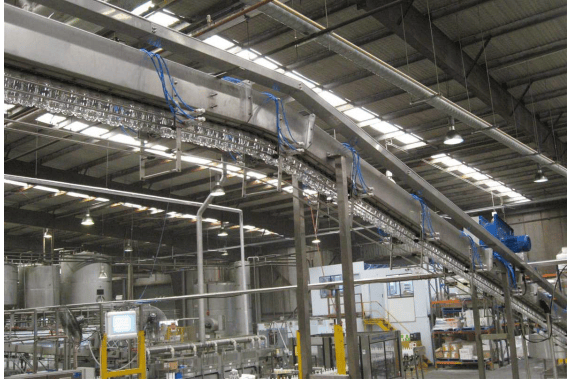 Air conveyors system for PET empty bottles
