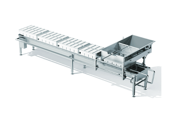 A module for the filling of moulds and block moulds with an integrated conveyor belt | DONI®Moulder